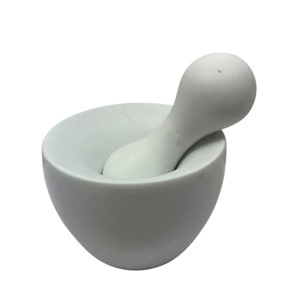 White Ceramic Mortar & Pestle Set By Mint In China For Grinding & Mixing C218